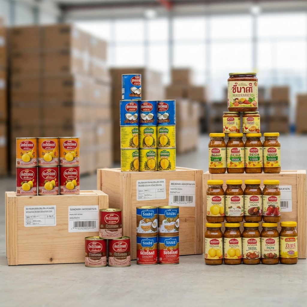 Various canned food products ready for export